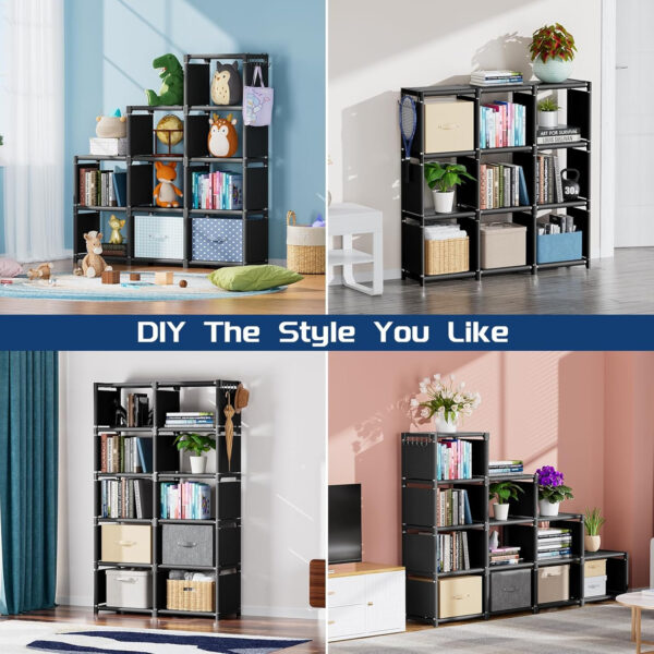 68874db380474f2ca088c4eb6c9263d8bfa97aba0d52194861d60.jpg Mavivegue Bookcase, 18-Cube Extra Large Book Shelf, DIY Cube Storage Organizer for Bedroom, Living Room, Home Office - Black