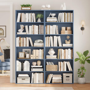 FOTOSOK 6-Tier Open Bookcase and Bookshelf, Freestanding Display Storage Shelves Tall Bookcase for Bedroom, Living Room and Office, Black