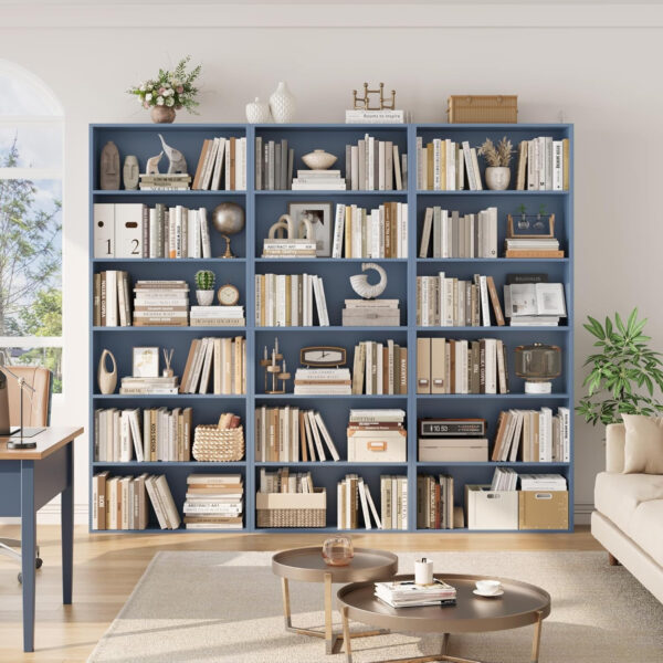 FOTOSOK 6-Tier Open Bookcase and Bookshelf, Freestanding Display Storage Shelves Tall Bookcase for Bedroom, Living Room and Office, Black