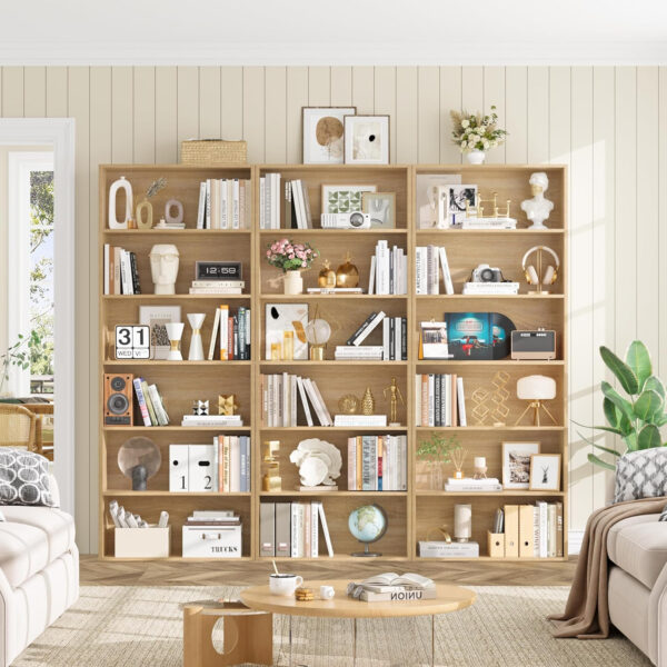 FOTOSOK 6-Tier Open Bookcase and Bookshelf, Freestanding Display Storage Shelves Tall Bookcase for Bedroom, Living Room and Office, Black