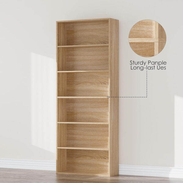 FOTOSOK 6-Tier Open Bookcase and Bookshelf, Freestanding Display Storage Shelves Tall Bookcase for Bedroom, Living Room and Office, Black