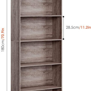 FOTOSOK 6-Tier Open Bookcase and Bookshelf, Freestanding Display Storage Shelves Tall Bookcase for Bedroom, Living Room and Office, Black