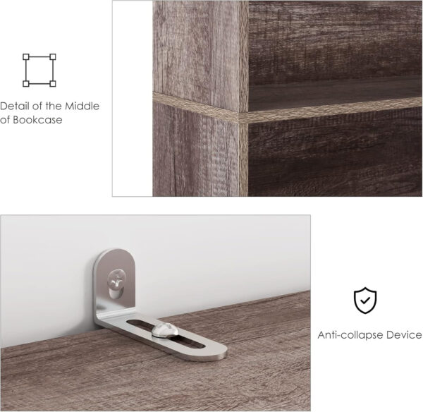 FOTOSOK 6-Tier Open Bookcase and Bookshelf, Freestanding Display Storage Shelves Tall Bookcase for Bedroom, Living Room and Office, Black