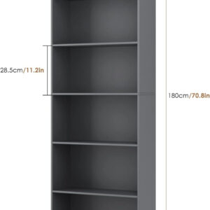 FOTOSOK 6-Tier Open Bookcase and Bookshelf, Freestanding Display Storage Shelves Tall Bookcase for Bedroom, Living Room and Office, Black