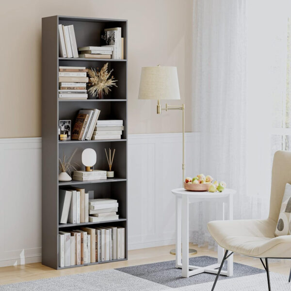 FOTOSOK 6-Tier Open Bookcase and Bookshelf, Freestanding Display Storage Shelves Tall Bookcase for Bedroom, Living Room and Office, Black