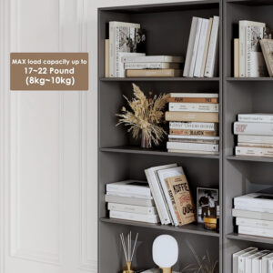 FOTOSOK 6-Tier Open Bookcase and Bookshelf, Freestanding Display Storage Shelves Tall Bookcase for Bedroom, Living Room and Office, Black