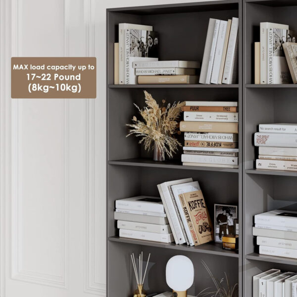 FOTOSOK 6-Tier Open Bookcase and Bookshelf, Freestanding Display Storage Shelves Tall Bookcase for Bedroom, Living Room and Office, Black