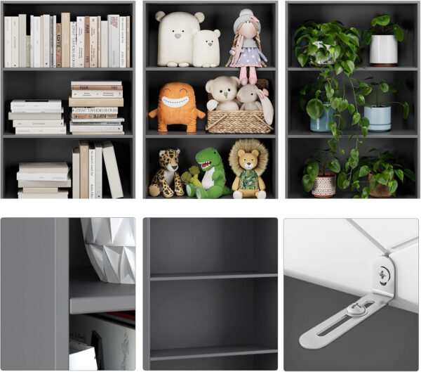 FOTOSOK 6-Tier Open Bookcase and Bookshelf, Freestanding Display Storage Shelves Tall Bookcase for Bedroom, Living Room and Office, Black