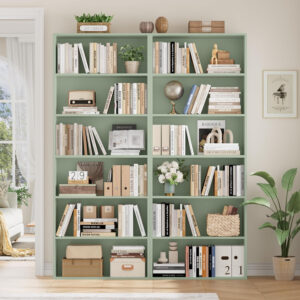 FOTOSOK 6-Tier Open Bookcase and Bookshelf, Freestanding Display Storage Shelves Tall Bookcase for Bedroom, Living Room and Office, Black