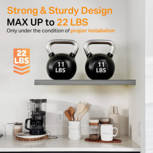 BAYKA Floating Shelves for Wall, Wall Mounted Rustic Wood Shelves for Bathroom, Bedroom, Living Room, Kitchen, Hanging Shelf for Books/Storage/Room Decor with 22lbs Capacity (Black, Set of 3, 15.7in)