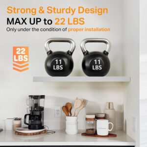 BAYKA Floating Shelves for Wall, Wall Mounted Rustic Wood Shelves for Bathroom, Bedroom, Living Room, Kitchen, Hanging Shelf for Books/Storage/Room Decor with 22lbs Capacity (Black, Set of 3, 15.7in)