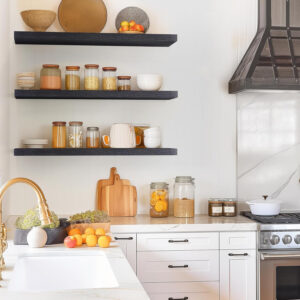 BAYKA Floating Shelves for Wall, Wall Mounted Rustic Wood Shelves for Bathroom, Bedroom, Living Room, Kitchen, Hanging Shelf for Books/Storage/Room Decor with 22lbs Capacity (Black, Set of 3, 15.7in)