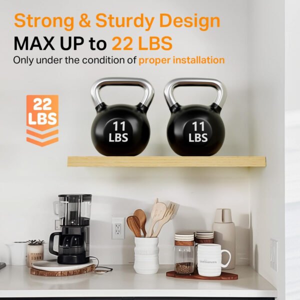 BAYKA Floating Shelves for Wall, Wall Mounted Rustic Wood Shelves for Bathroom, Bedroom, Living Room, Kitchen, Hanging Shelf for Books/Storage/Room Decor with 22lbs Capacity (Black, Set of 3, 15.7in)