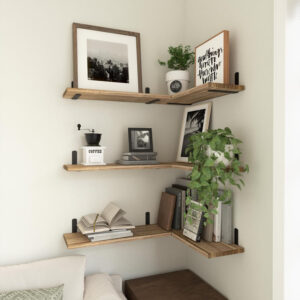 688752a4d1229df25f4e1fc3ae7b7961efa05c374f3e06c4dfb0f.jpg WOPITUES Wood Floating Shelves Set of 6, Shelves for Wall Decor, Farmhouse Shelf for Bedroom, Bathroom Storage Shelves, Book Shelves for Living Room - Rustic Brown