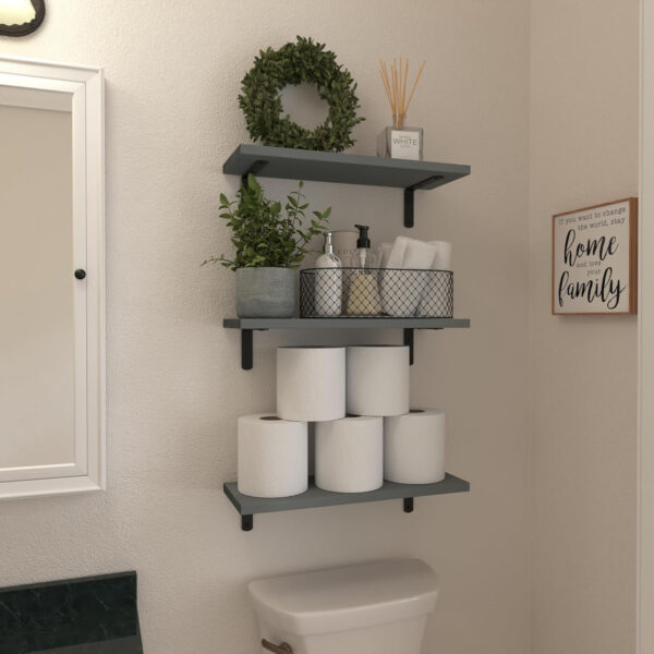 688752b4677469bd881e4cc23d38640884d63366ec8f46e92774d.jpg WOPITUES Wood Floating Shelves Set of 6, Shelves for Wall Decor, Farmhouse Shelf for Bedroom, Bathroom Storage Shelves, Book Shelves for Living Room - Rustic Brown