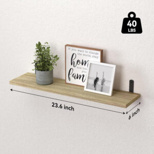 688752cdd400cb96c99ecf7639ae8813db16ff78b3d7456402af3.jpg WOPITUES Wood Floating Shelves Set of 6, Shelves for Wall Decor, Farmhouse Shelf for Bedroom, Bathroom Storage Shelves, Book Shelves for Living Room - Rustic Brown