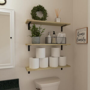 688752cf2b0d41cbf39a4a741db1e3aa00fc73fb4b61b8b4956f8.jpg WOPITUES Wood Floating Shelves Set of 6, Shelves for Wall Decor, Farmhouse Shelf for Bedroom, Bathroom Storage Shelves, Book Shelves for Living Room - Rustic Brown