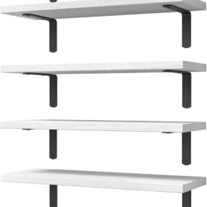688752d45dc1ae40deab1527c9fd33f3f9b504648a0c3f644ea5a.jpg WOPITUES Wood Floating Shelves Set of 6, Shelves for Wall Decor, Farmhouse Shelf for Bedroom, Bathroom Storage Shelves, Book Shelves for Living Room - Rustic Brown