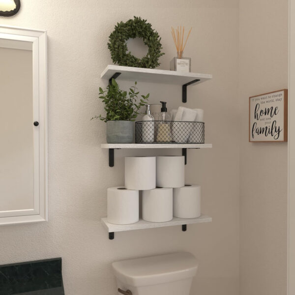 688752d83740915f6aec07aab52191ac1dffb383a361280ad9d1a.jpg WOPITUES Wood Floating Shelves Set of 6, Shelves for Wall Decor, Farmhouse Shelf for Bedroom, Bathroom Storage Shelves, Book Shelves for Living Room - Rustic Brown