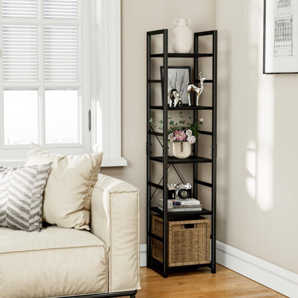 NUMENN 5 Tier Bookshelf, Tall Bookcase Shelf Storage Organizer, Modern Book Shelf for Bedroom, Living Room and Home Office, Vintage