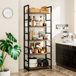 NUMENN 5 Tier Bookshelf, Tall Bookcase Shelf Storage Organizer, Modern Book Shelf for Bedroom, Living Room and Home Office, Vintage