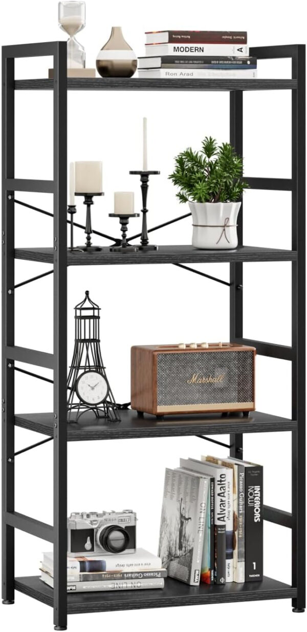 NUMENN 5 Tier Bookshelf, Tall Bookcase Shelf Storage Organizer, Modern Book Shelf for Bedroom, Living Room and Home Office, Vintage