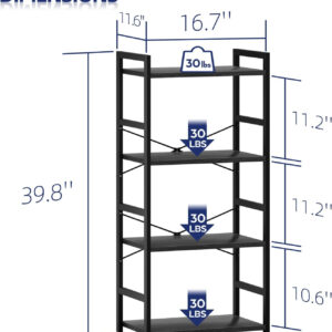 NUMENN 5 Tier Bookshelf, Tall Bookcase Shelf Storage Organizer, Modern Book Shelf for Bedroom, Living Room and Home Office, Vintage