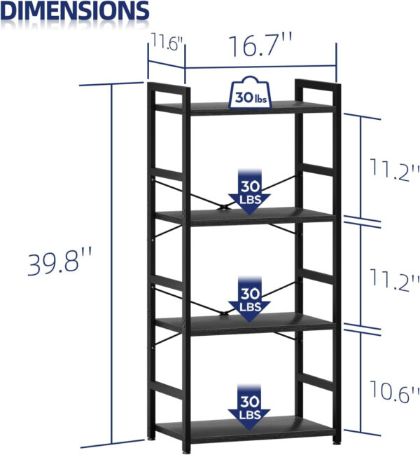 NUMENN 5 Tier Bookshelf, Tall Bookcase Shelf Storage Organizer, Modern Book Shelf for Bedroom, Living Room and Home Office, Vintage