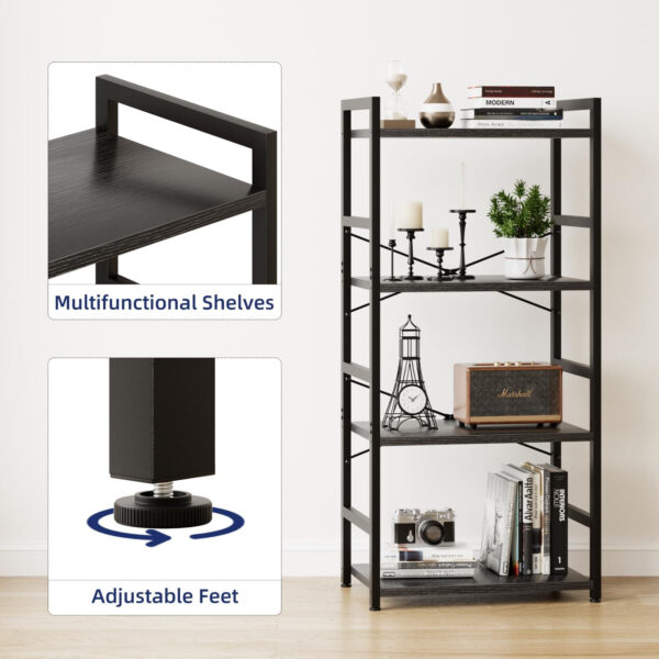 NUMENN 5 Tier Bookshelf, Tall Bookcase Shelf Storage Organizer, Modern Book Shelf for Bedroom, Living Room and Home Office, Vintage