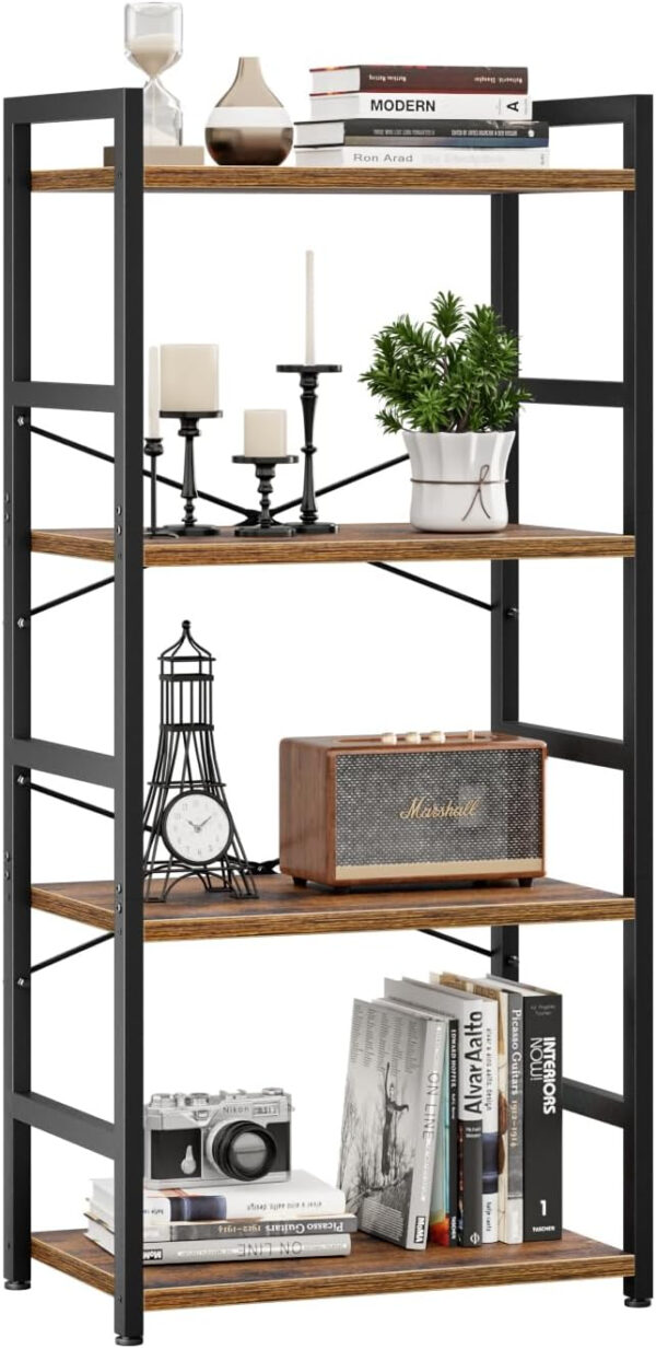 NUMENN 5 Tier Bookshelf, Tall Bookcase Shelf Storage Organizer, Modern Book Shelf for Bedroom, Living Room and Home Office, Vintage