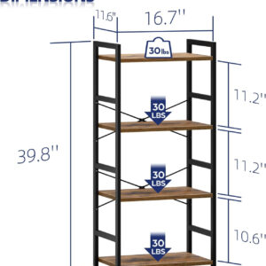 NUMENN 5 Tier Bookshelf, Tall Bookcase Shelf Storage Organizer, Modern Book Shelf for Bedroom, Living Room and Home Office, Vintage