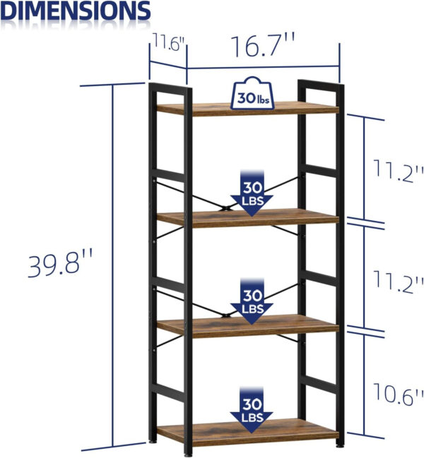 NUMENN 5 Tier Bookshelf, Tall Bookcase Shelf Storage Organizer, Modern Book Shelf for Bedroom, Living Room and Home Office, Vintage