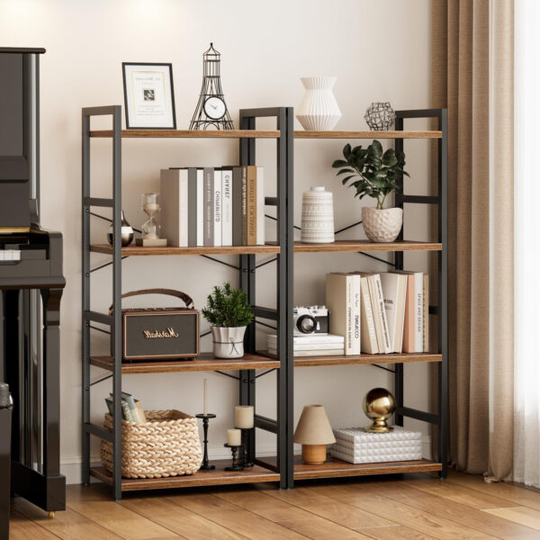 NUMENN 5 Tier Bookshelf, Tall Bookcase Shelf Storage Organizer, Modern Book Shelf for Bedroom, Living Room and Home Office, Vintage