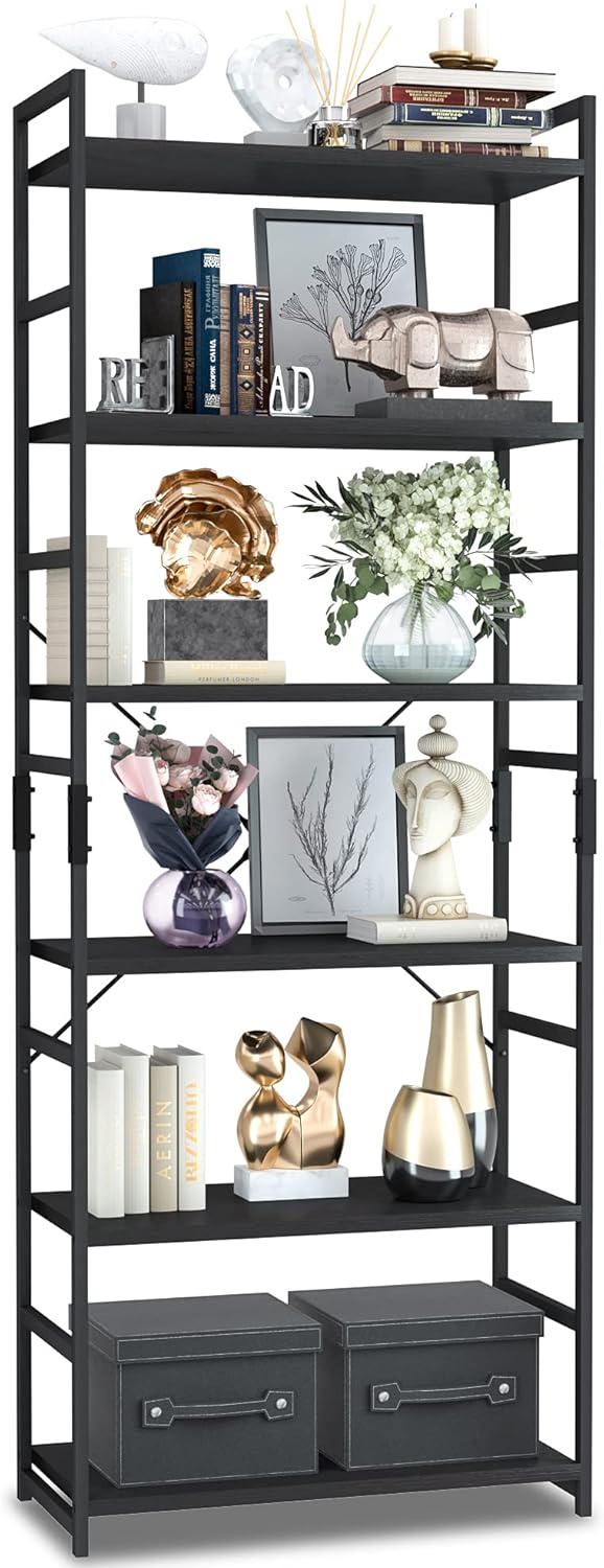 NUMENN 5 Tier Bookshelf, Tall Bookcase Shelf Storage Organizer, Modern Book Shelf for Bedroom, Living Room and Home Office, Vintage