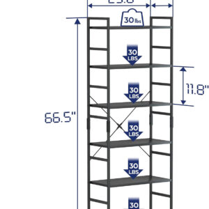 NUMENN 5 Tier Bookshelf, Tall Bookcase Shelf Storage Organizer, Modern Book Shelf for Bedroom, Living Room and Home Office, Vintage