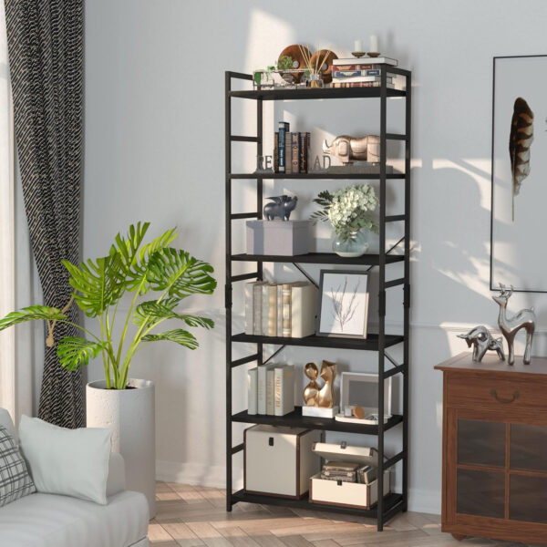 NUMENN 5 Tier Bookshelf, Tall Bookcase Shelf Storage Organizer, Modern Book Shelf for Bedroom, Living Room and Home Office, Vintage