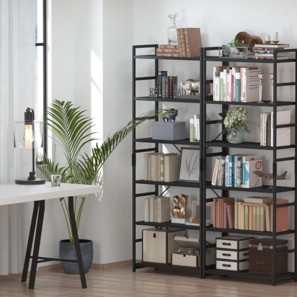 NUMENN 5 Tier Bookshelf, Tall Bookcase Shelf Storage Organizer, Modern Book Shelf for Bedroom, Living Room and Home Office, Vintage