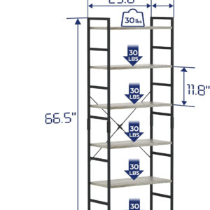 NUMENN 5 Tier Bookshelf, Tall Bookcase Shelf Storage Organizer, Modern Book Shelf for Bedroom, Living Room and Home Office, Vintage