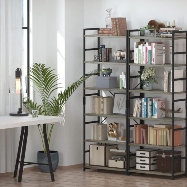 NUMENN 5 Tier Bookshelf, Tall Bookcase Shelf Storage Organizer, Modern Book Shelf for Bedroom, Living Room and Home Office, Vintage