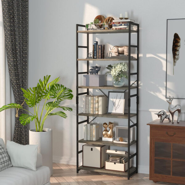 NUMENN 5 Tier Bookshelf, Tall Bookcase Shelf Storage Organizer, Modern Book Shelf for Bedroom, Living Room and Home Office, Vintage