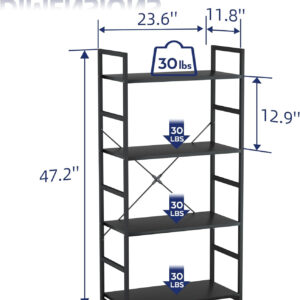 NUMENN 5 Tier Bookshelf, Tall Bookcase Shelf Storage Organizer, Modern Book Shelf for Bedroom, Living Room and Home Office, Vintage