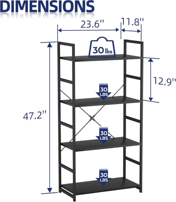 NUMENN 5 Tier Bookshelf, Tall Bookcase Shelf Storage Organizer, Modern Book Shelf for Bedroom, Living Room and Home Office, Vintage