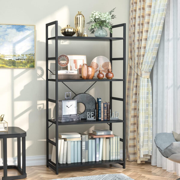 NUMENN 5 Tier Bookshelf, Tall Bookcase Shelf Storage Organizer, Modern Book Shelf for Bedroom, Living Room and Home Office, Vintage