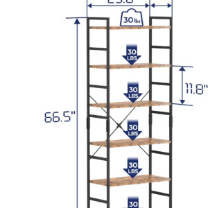 NUMENN 5 Tier Bookshelf, Tall Bookcase Shelf Storage Organizer, Modern Book Shelf for Bedroom, Living Room and Home Office, Vintage