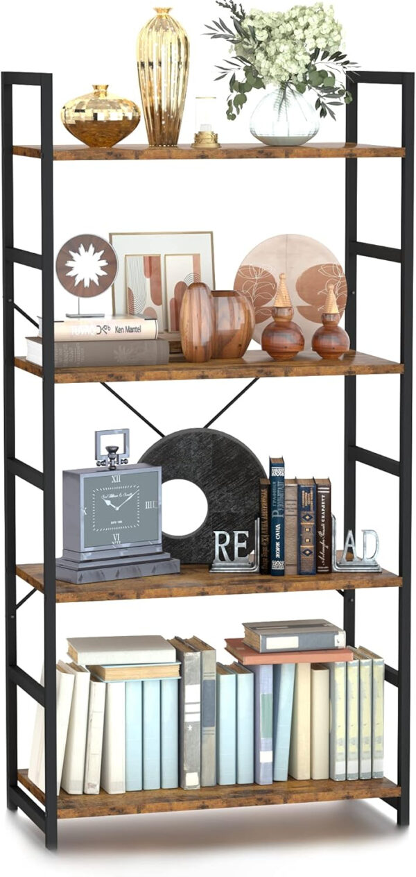NUMENN 5 Tier Bookshelf, Tall Bookcase Shelf Storage Organizer, Modern Book Shelf for Bedroom, Living Room and Home Office, Vintage