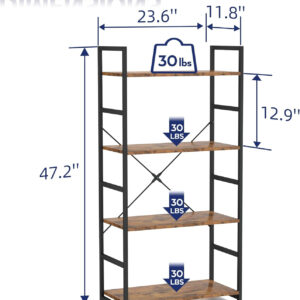 NUMENN 5 Tier Bookshelf, Tall Bookcase Shelf Storage Organizer, Modern Book Shelf for Bedroom, Living Room and Home Office, Vintage