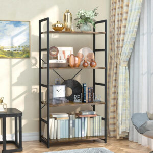 NUMENN 5 Tier Bookshelf, Tall Bookcase Shelf Storage Organizer, Modern Book Shelf for Bedroom, Living Room and Home Office, Vintage
