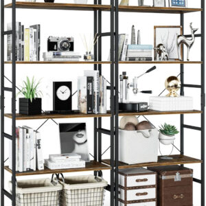 NUMENN 5 Tier Bookshelf, Tall Bookcase Shelf Storage Organizer, Modern Book Shelf for Bedroom, Living Room and Home Office, Vintage