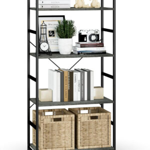 NUMENN 5 Tier Bookshelf, Tall Bookcase Shelf Storage Organizer, Modern Book Shelf for Bedroom, Living Room and Home Office, Vintage