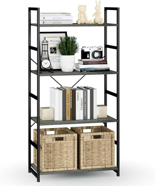 NUMENN 5 Tier Bookshelf, Tall Bookcase Shelf Storage Organizer, Modern Book Shelf for Bedroom, Living Room and Home Office, Vintage